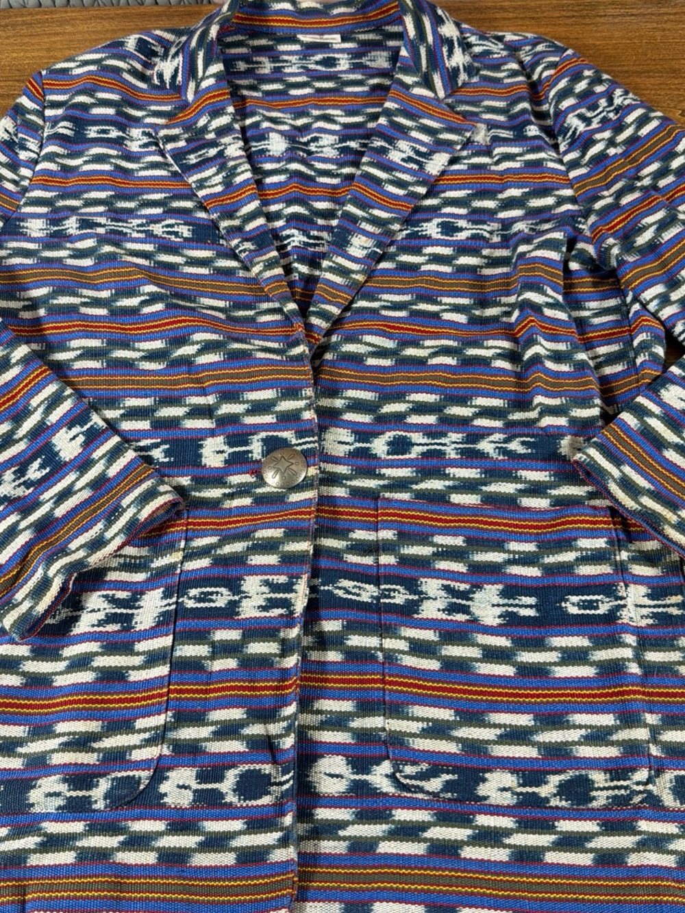 Vintage Neiman Marcus Multicolor Striped Knit Button-Front Blazer